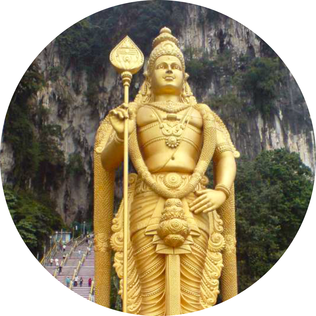 An image of the well-known Batu Caves temple from the fireflies and elephant sanctuary tour package offered by MM Adventure, conducted by our professional nature guides, representing the unique, multicultural heritage sights you can enjoy on vacation in Kuala Lumpur, Malaysia.